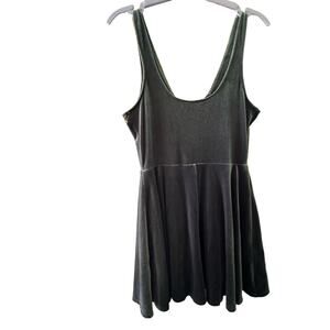 Express Womens Medium Tank Gray Pullover V-Neck Velvet Grunge Skater Dress